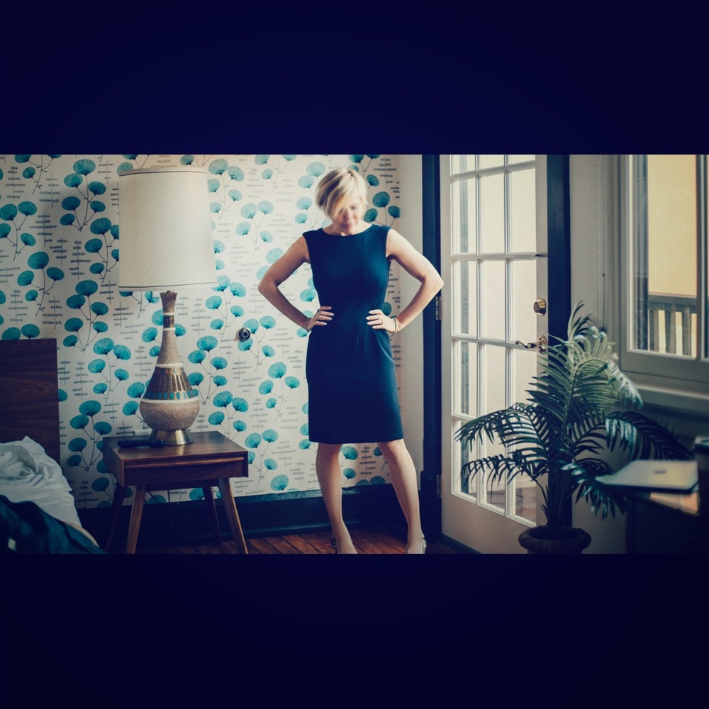 St John Collection black knit sheath